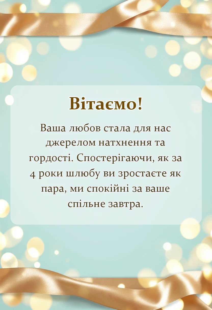 листівка з побажанням - привітання з роком весілля від батьків