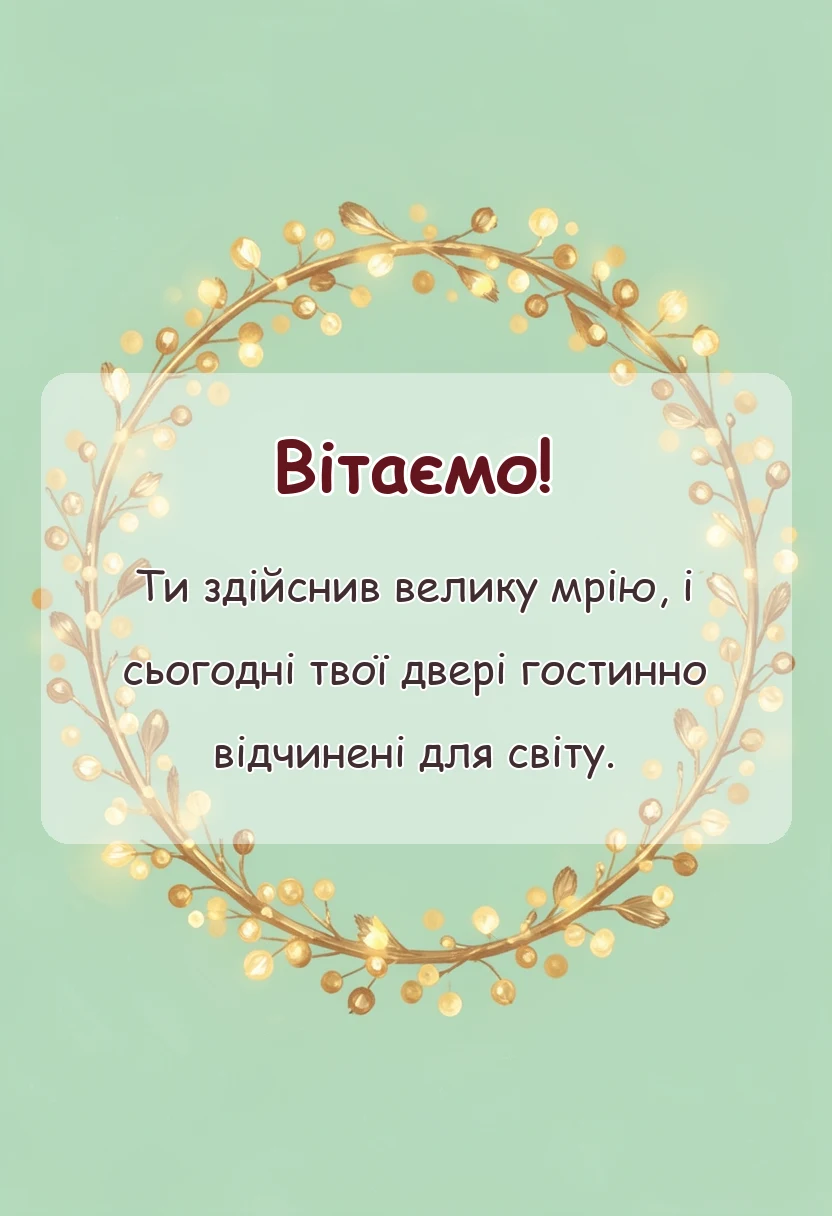 листівка з побажанням - привітання з відкриттям ресторану