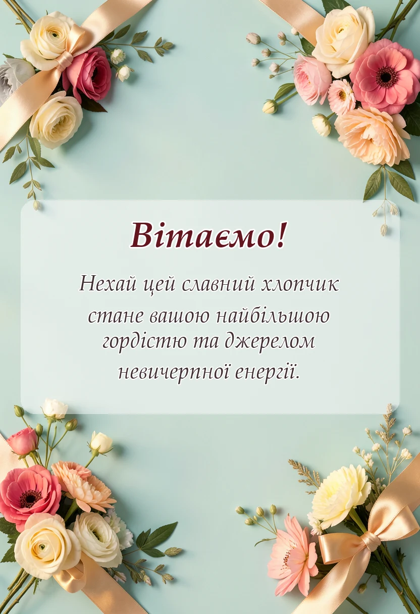 вітальна листівка - привітання з народженням онука