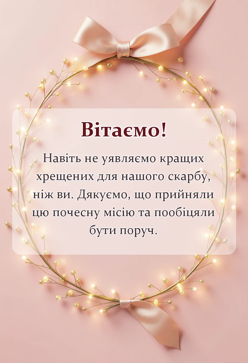 унікальна листівка - подяка батькам за хрещення дитини