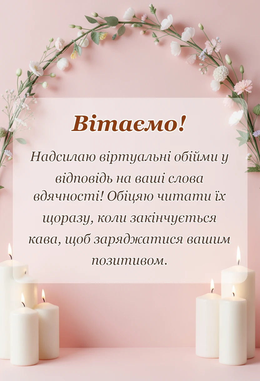 листівка з побажанням - слова подяки подяка за вітання