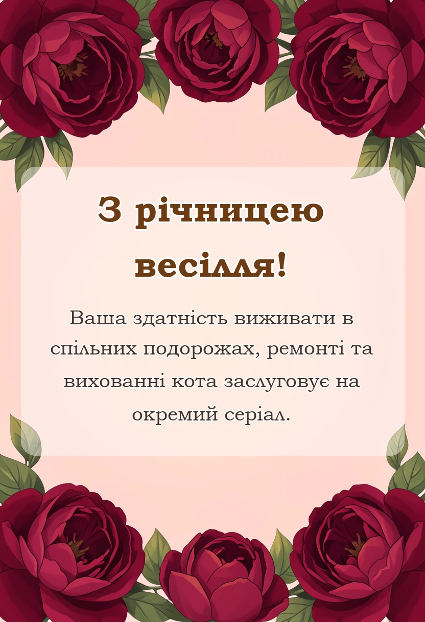 унікальна листівка - привітання з річницею весілля від батьків