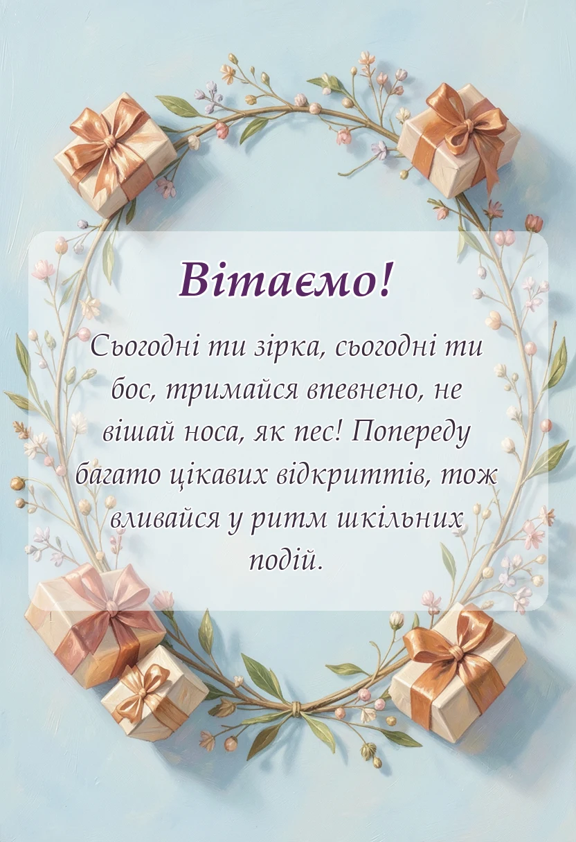 унікальна листівка - віршовані привітання для першокласників