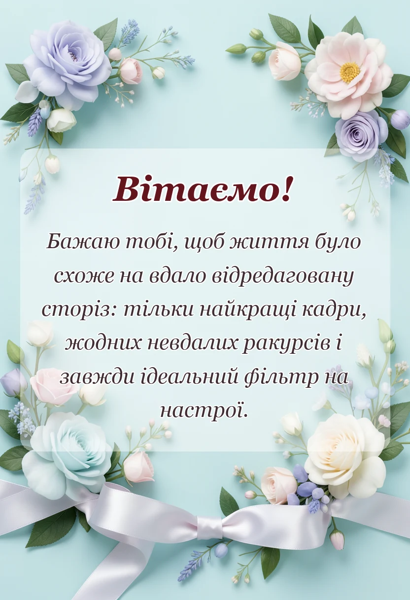 унікальна листівка - привітання з днем жіночого щастя