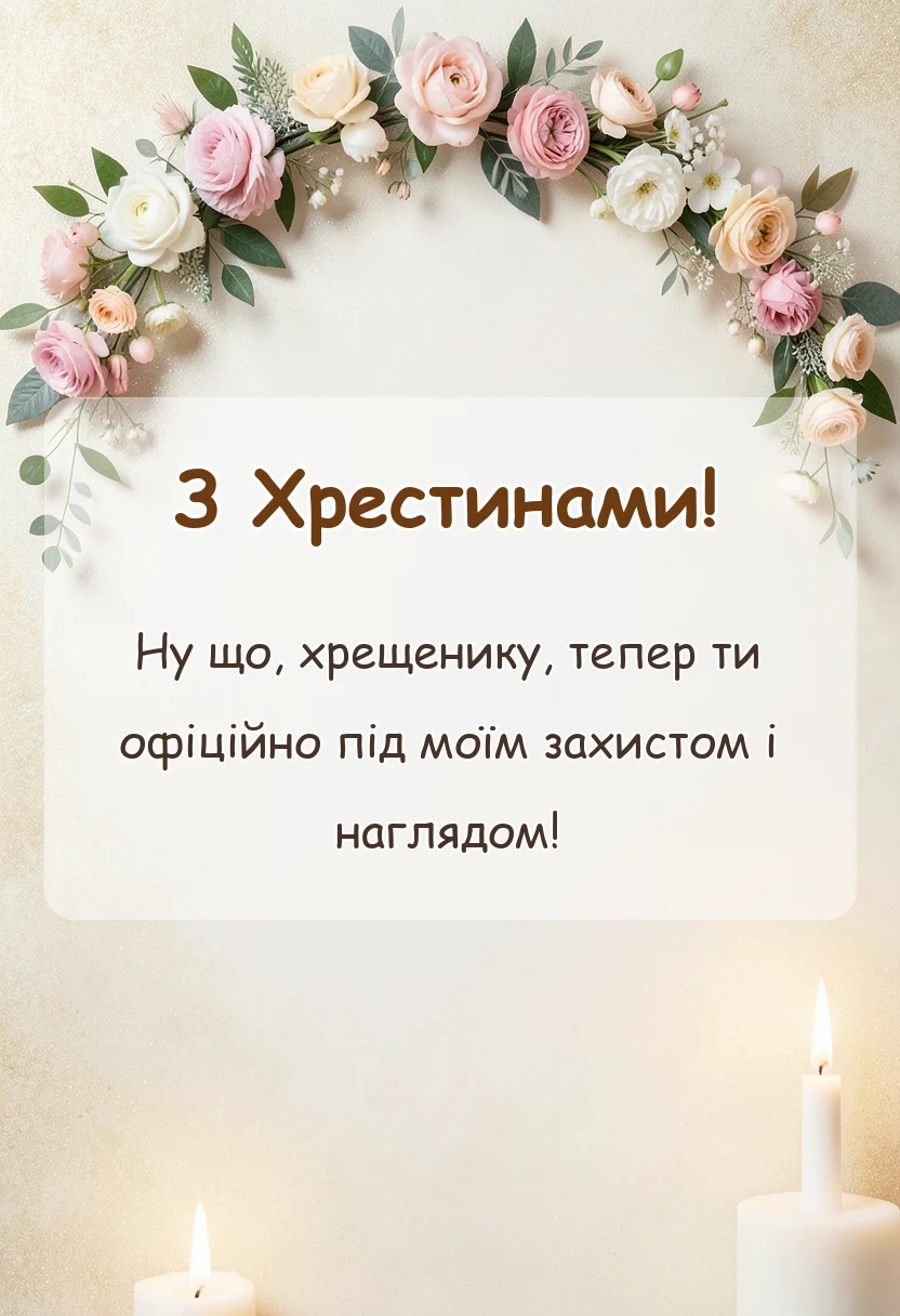унікальна листівка - привітання з хрестинами від хресної мами