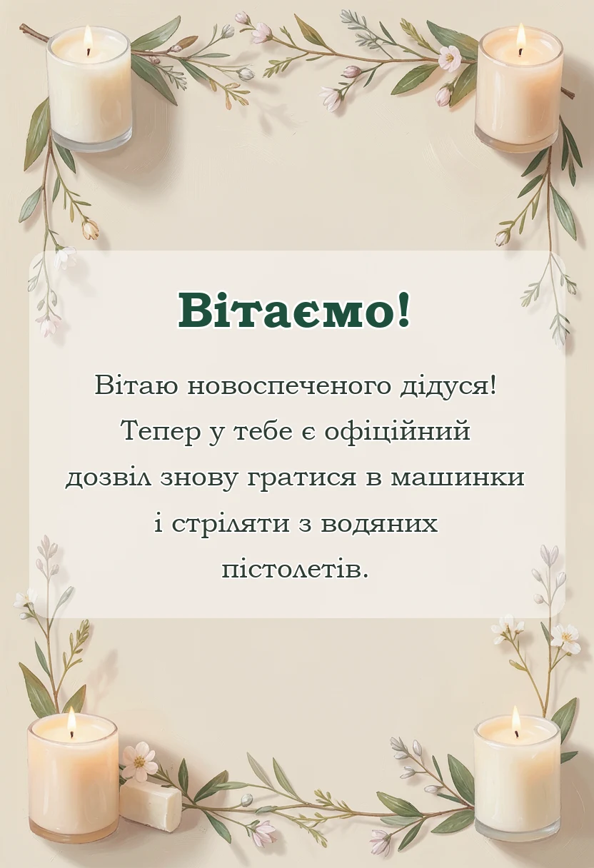 вітальна листівка - привітання з народженням онука для бабусі і дідуся