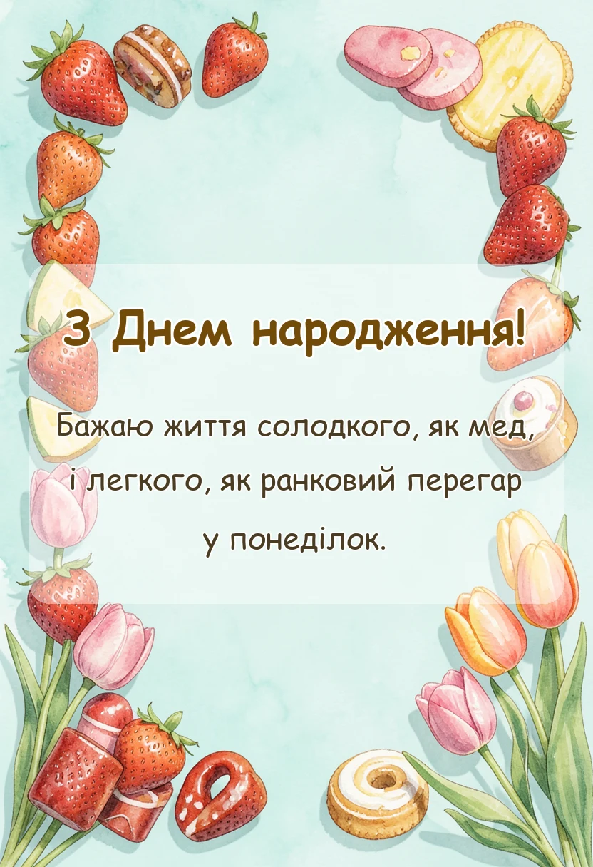 унікальна листівка - короткі побажання на день народження