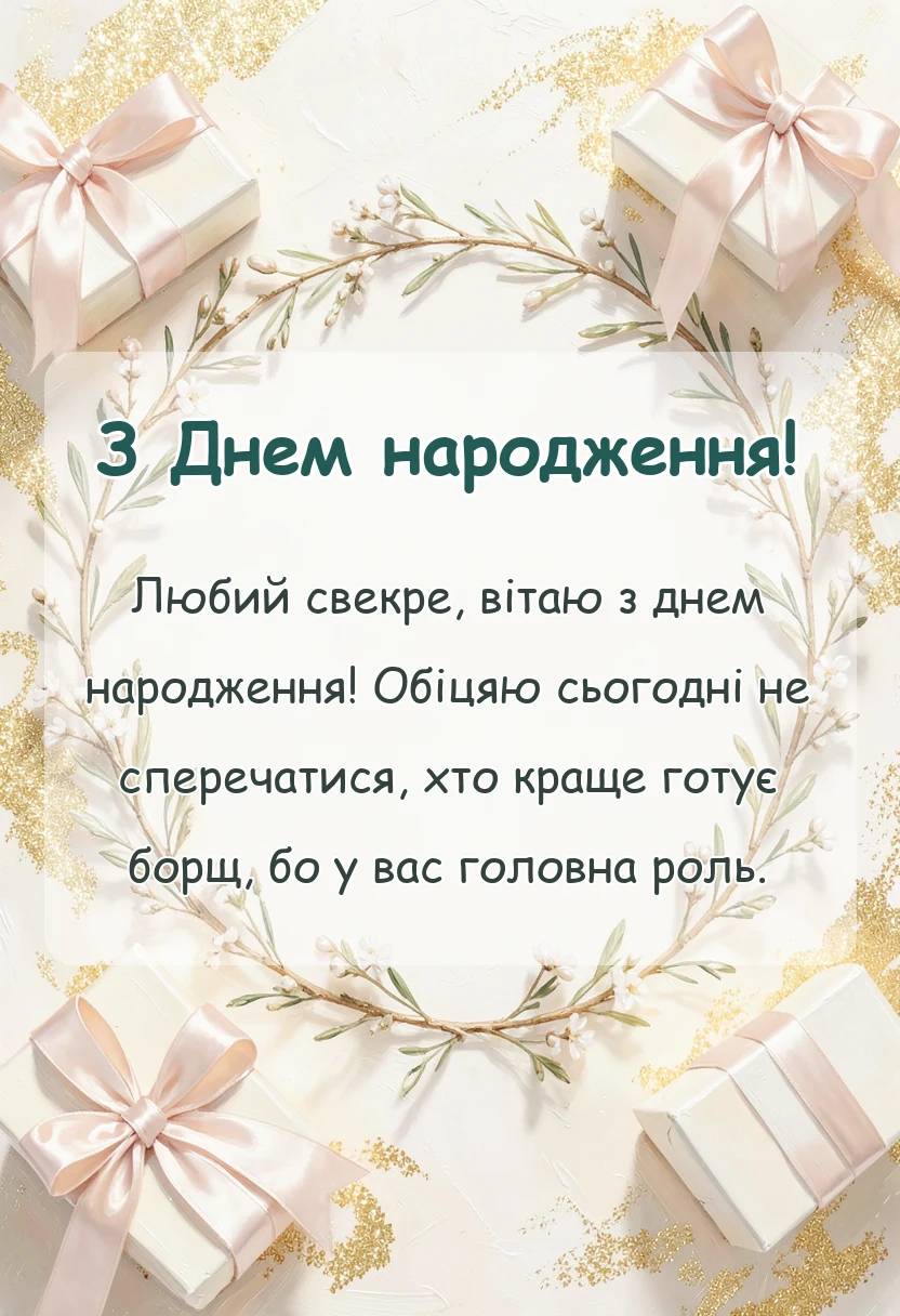 красива листівка: привітання свекру