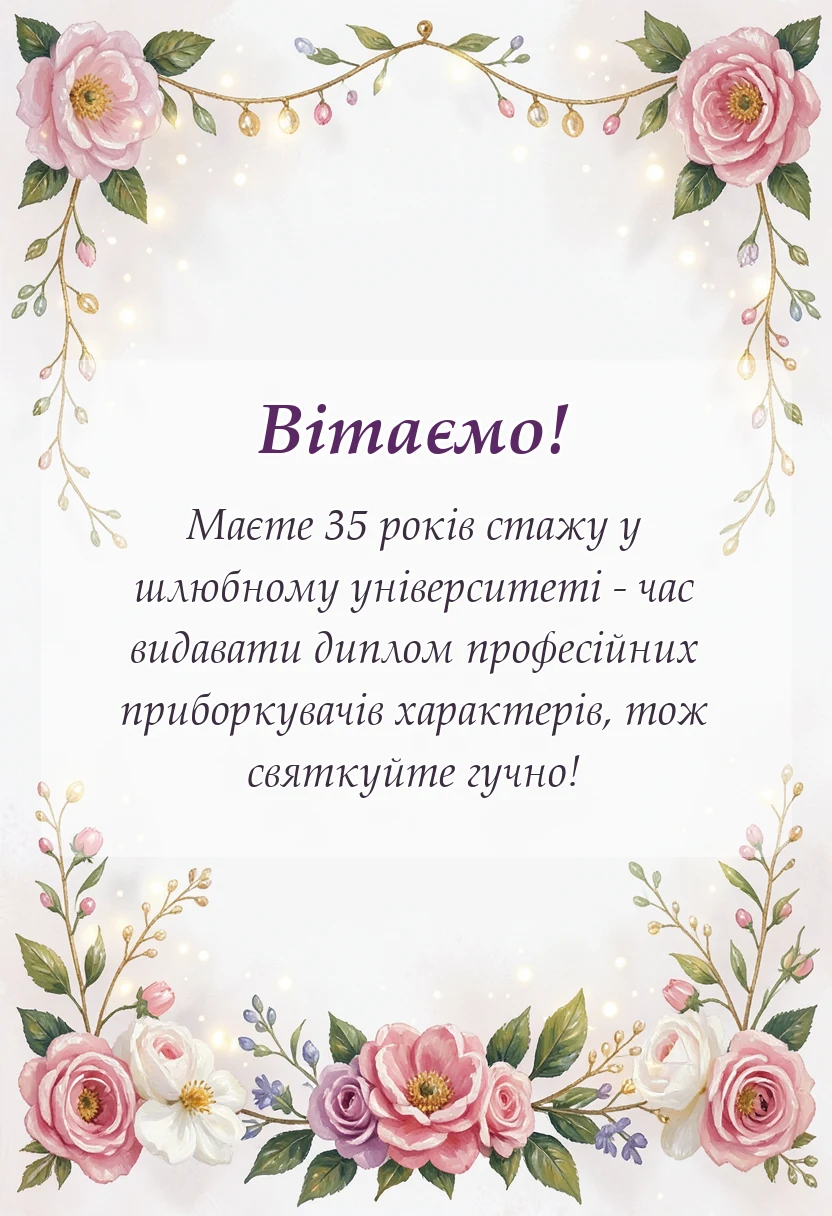 унікальна листівка - привітання з кораловим весіллям своїми словами
