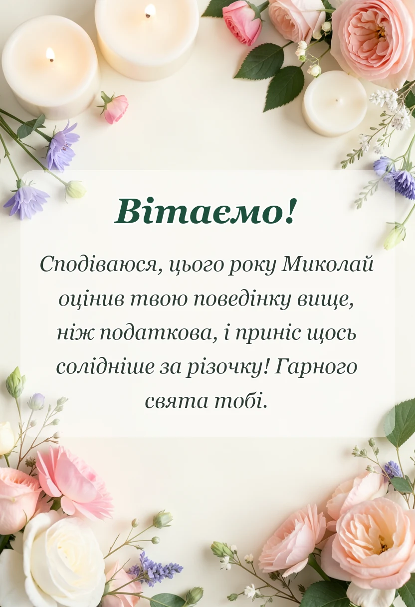 унікальна листівка - привітання з днем святого миколая