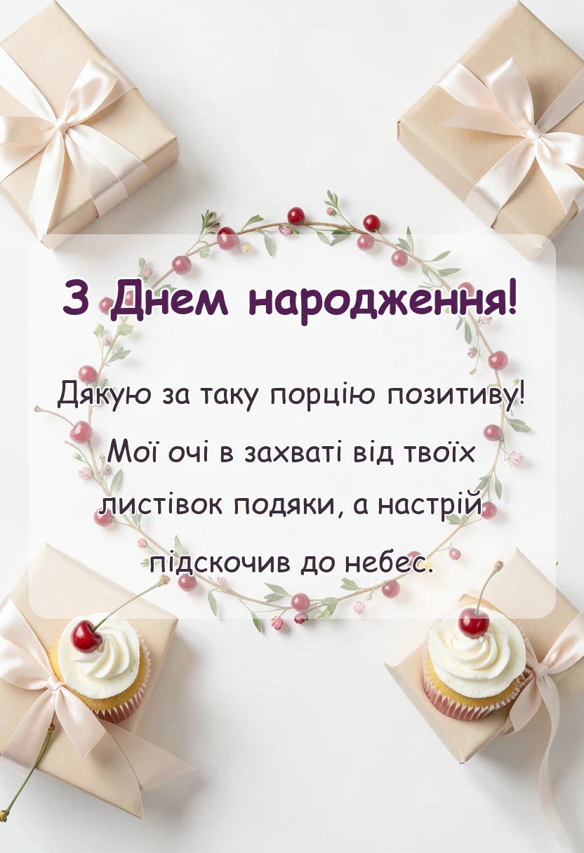 листівка з побажанням - дякую за привітання картинки та листівки у відповідь у прозі