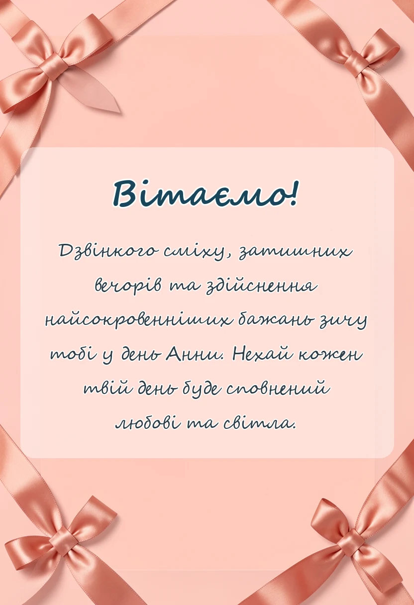 унікальна листівка - привітання з днем ангела анни