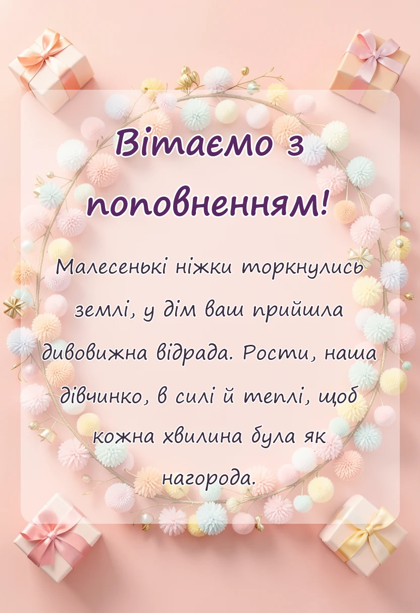 вітальна листівка - привітання з народженням онучки найкращі побажання
