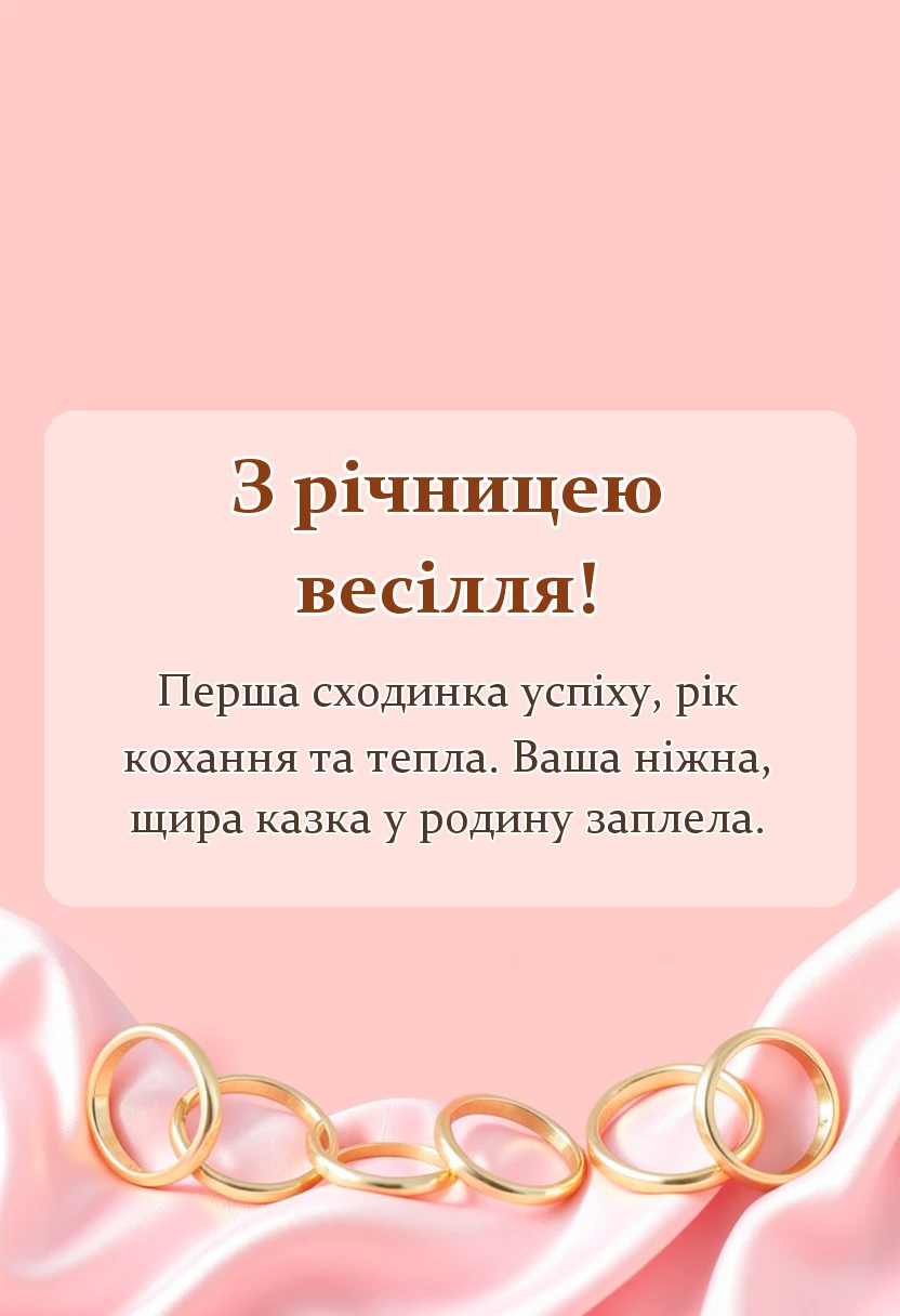 унікальна листівка - привітання з першою річницею весілля