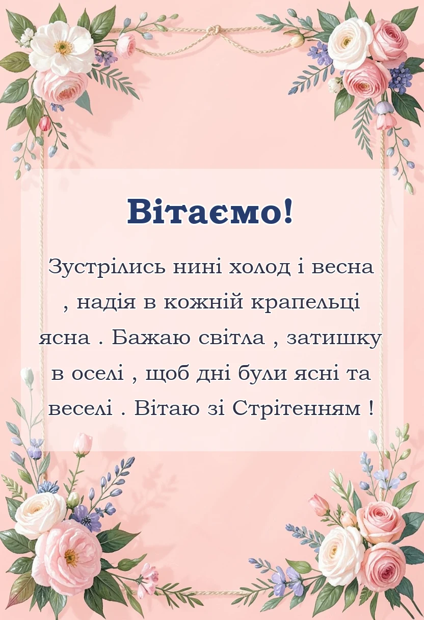 красива листівка: привітання з стрітенням