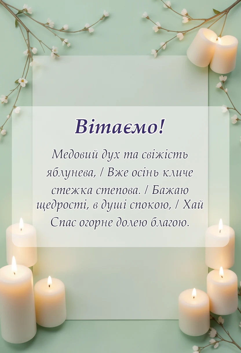 листівка з побажанням - привітання з яблучним спасом своїми словами