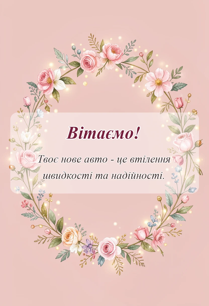 вітальна листівка - побажання при покупці машини