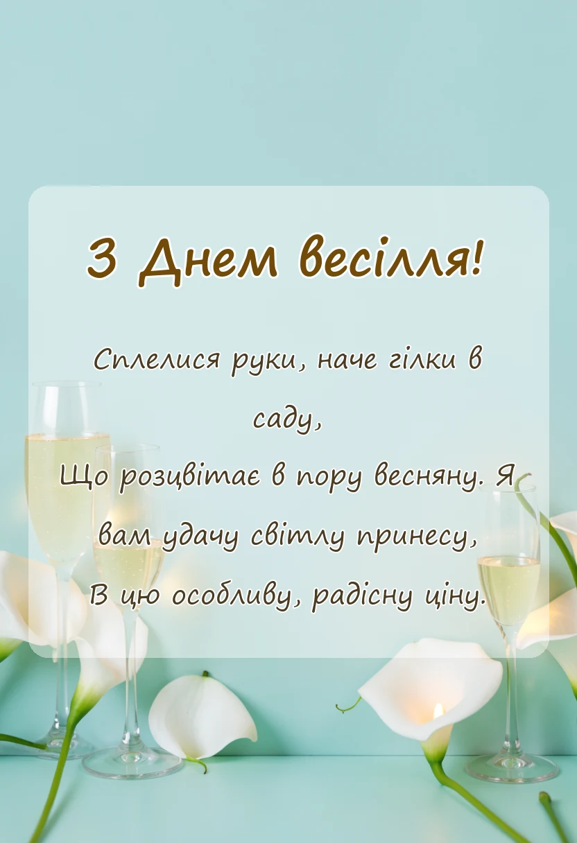 красива листівка: гарні привітання з весіллям у віршах