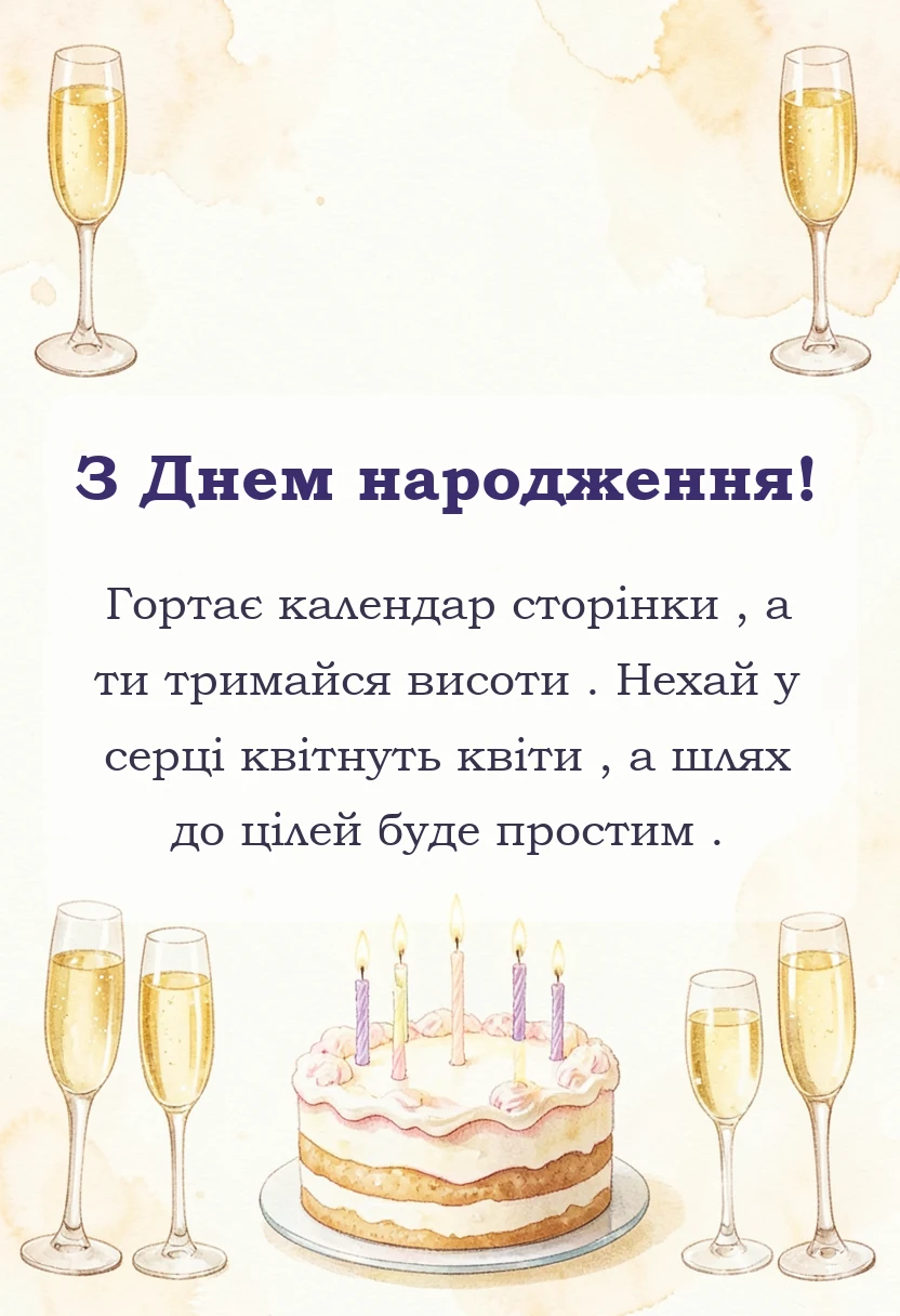 унікальна листівка - привітання з днем народження своїми словами знайомому