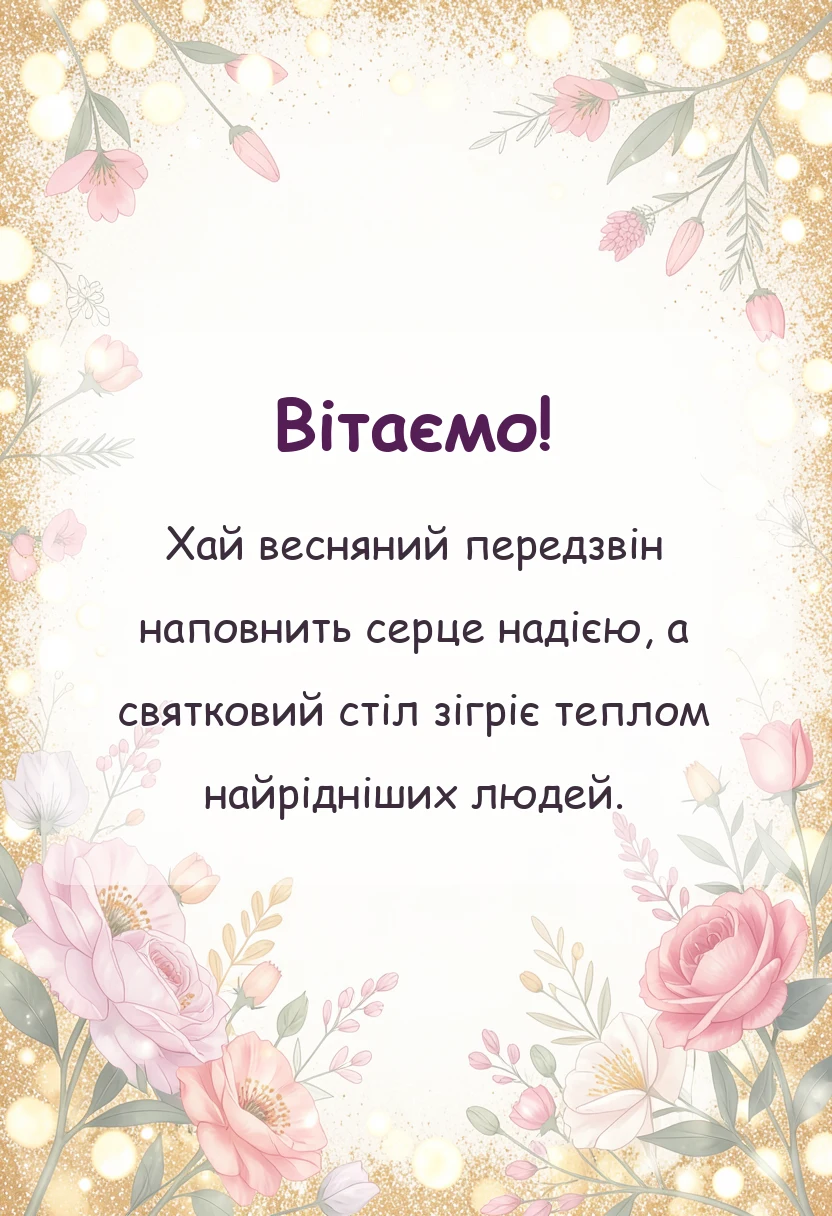 вітальна листівка - привітання з пасхою своїми словами