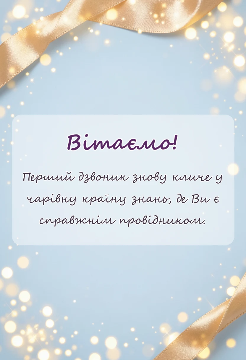 красива листівка: привітання з 1 вересня вчителю своїми словами