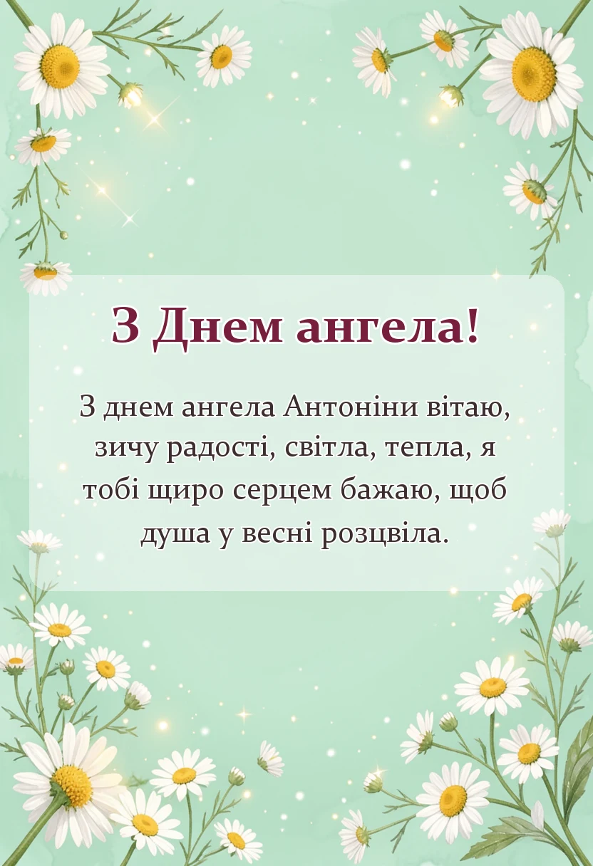 унікальна листівка - привітання з днем ангела антоніна українською