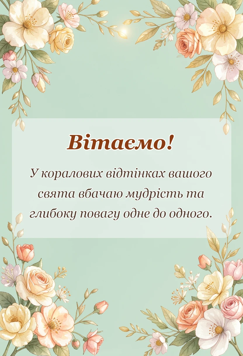 листівка з побажанням - картинки з кораловим весіллям своїми словами