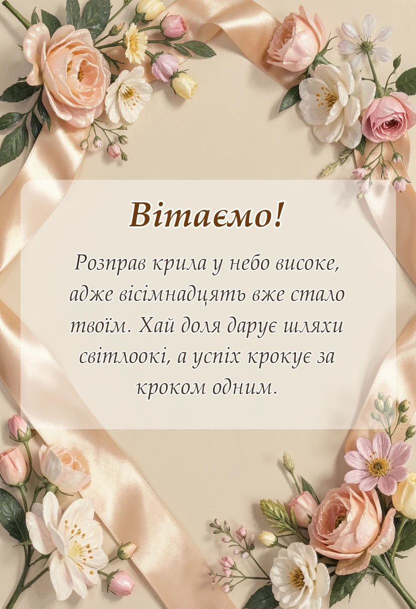 красива листівка: привітання з днем народження 18 років хлопчику