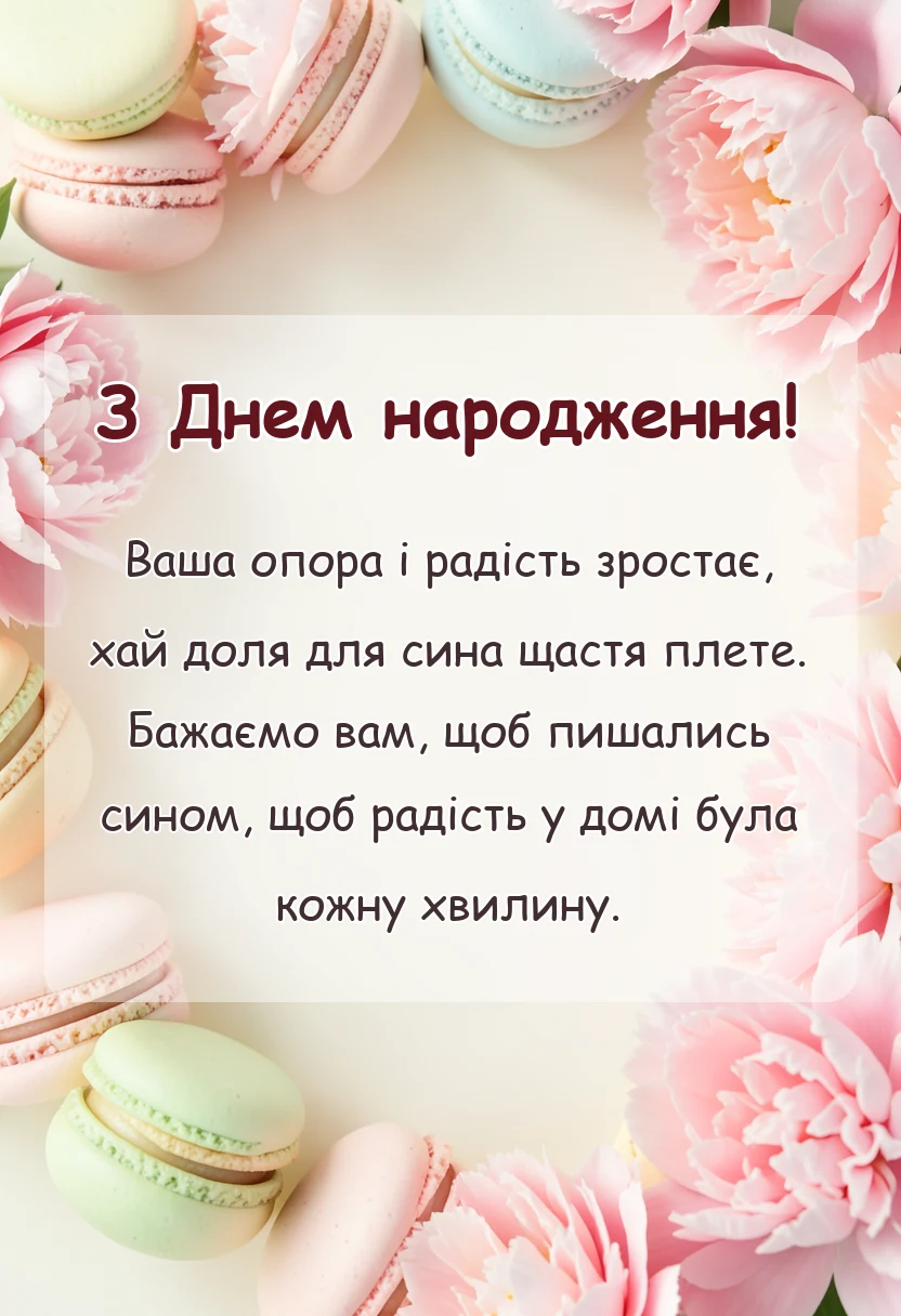 красива листівка: вітання батькам з днем народження сина