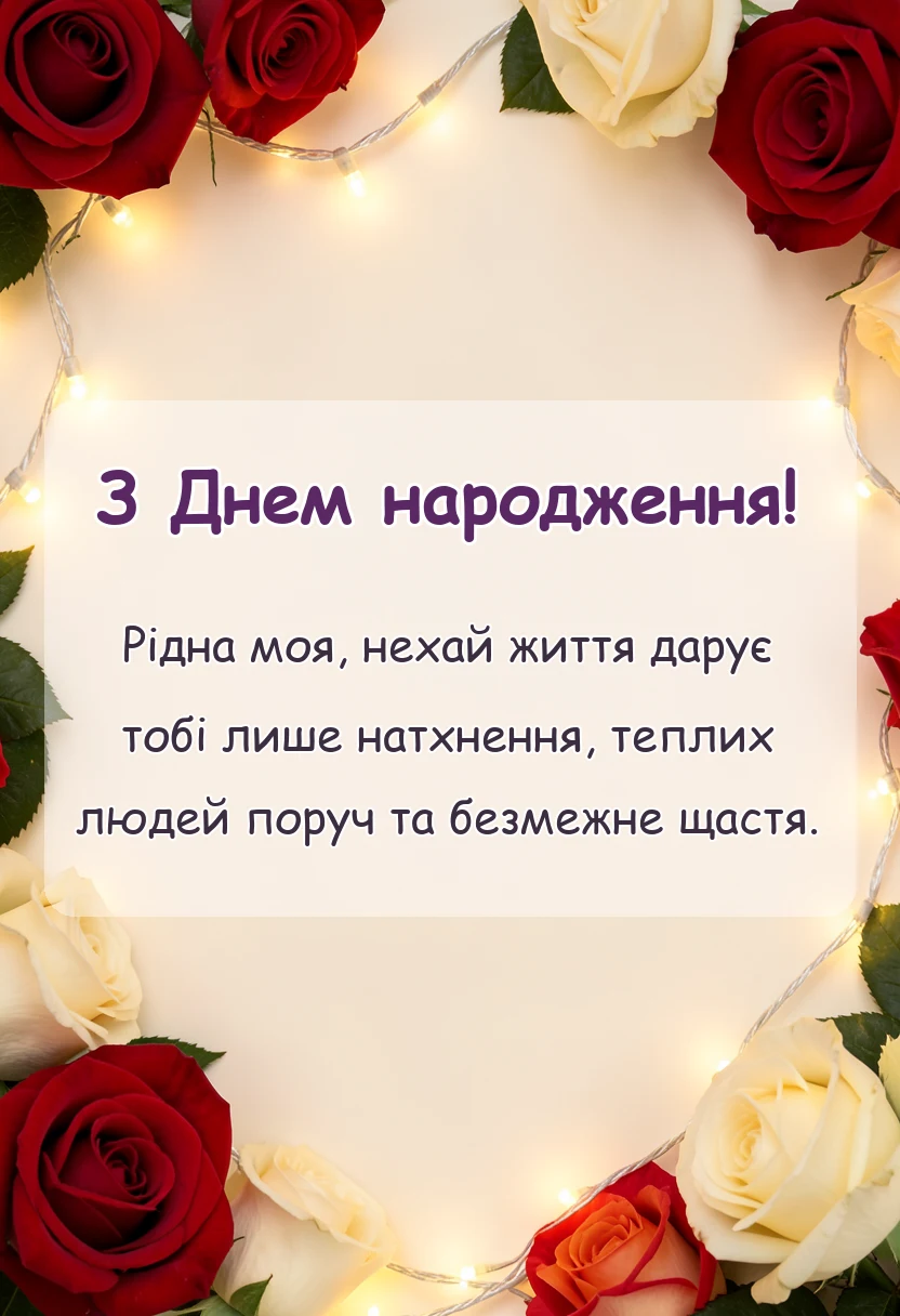 красива листівка: привітання з днем народження дочці