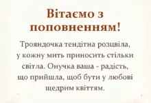 вітальна листівка - привітання з народженням онучки найкращі побажання