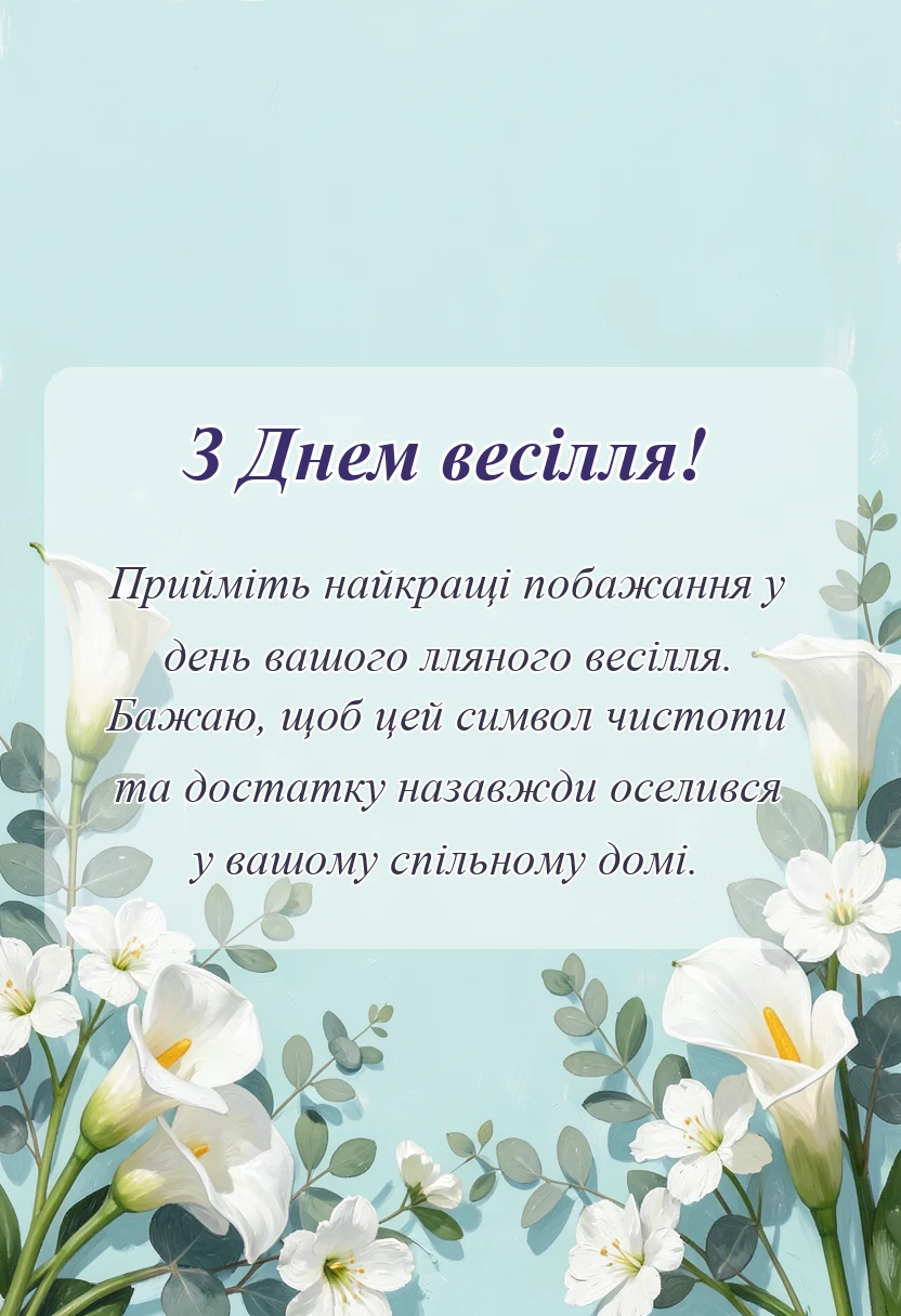 унікальна листівка - привітання традиції ідеї святкування лляне весілля