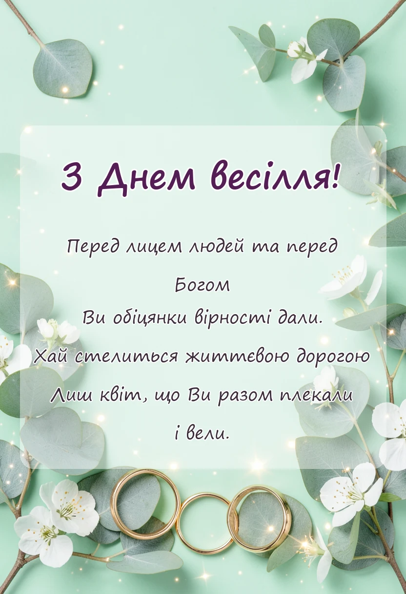 унікальна листівка - гарні привітання з весіллям у віршах