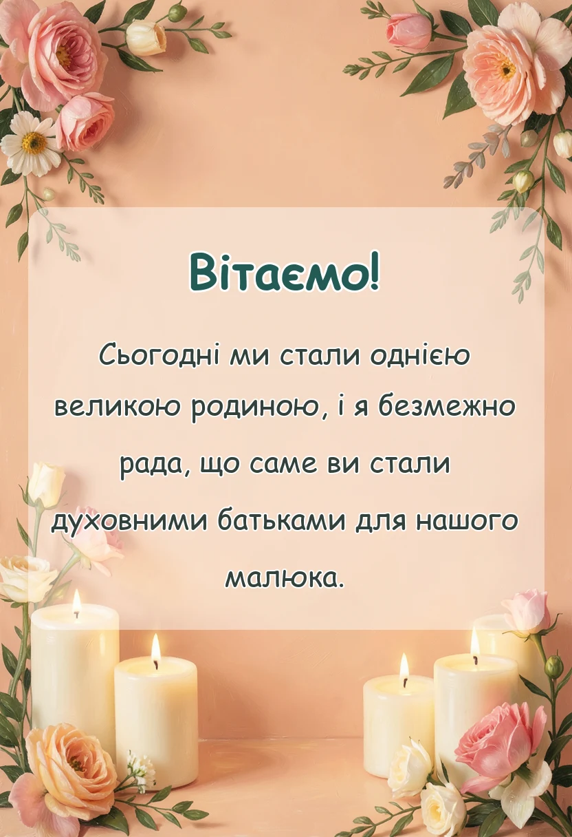 святкова картинка: подяка батькам за хрещення дитини