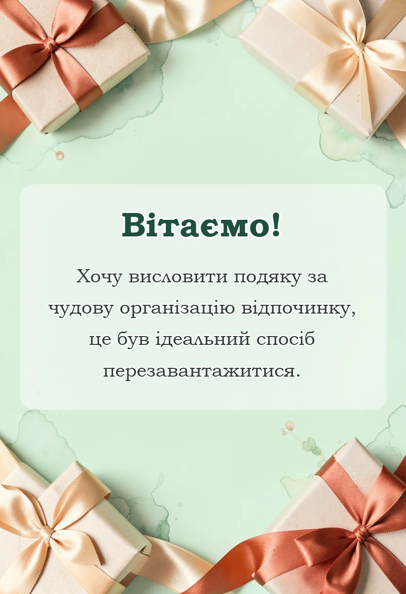 унікальна листівка - подяка за гарний відпочинок своїми словами