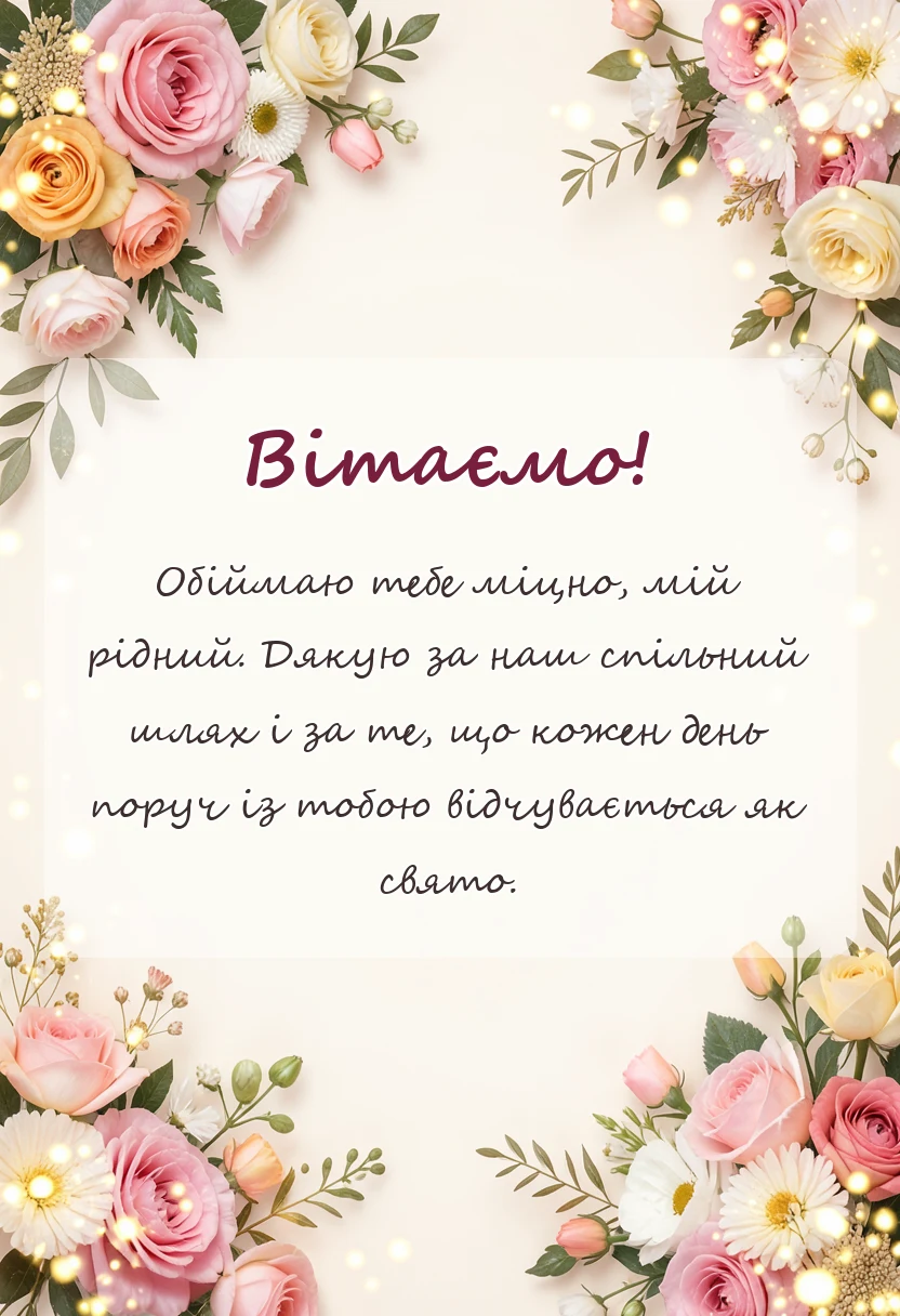 вітальна листівка - привітання з днем весілля чоловіку