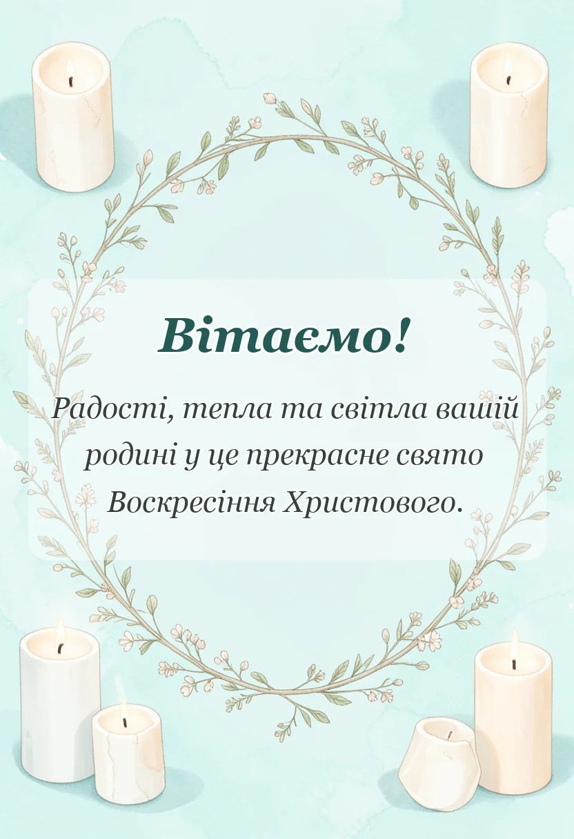 листівка з побажанням - привітання з пасхою своїми словами