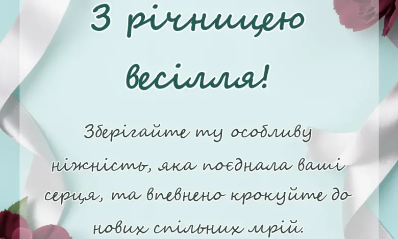 листівка з побажанням - привітання з річницею весілля від батьків