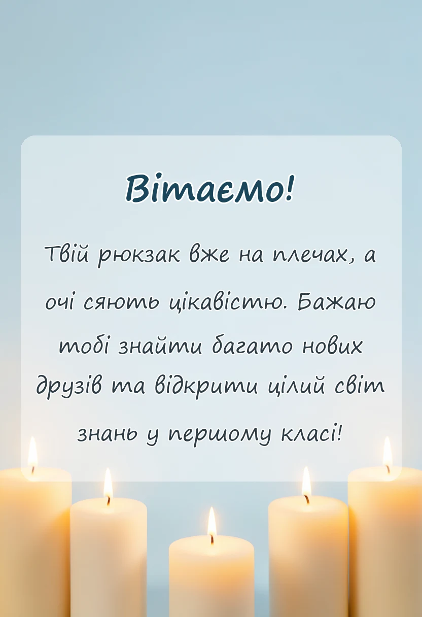 листівка з побажанням - віршовані привітання для першокласників