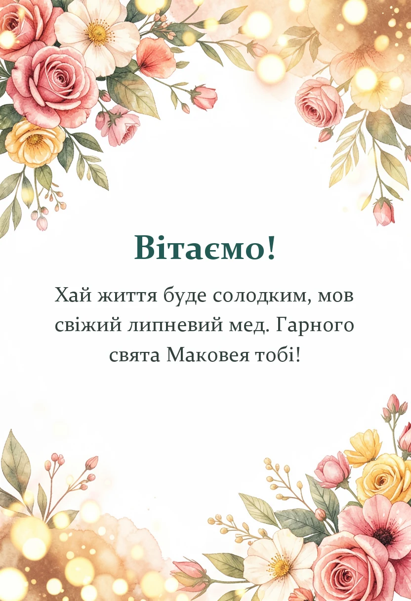 унікальна листівка - привітання з медовим спасом