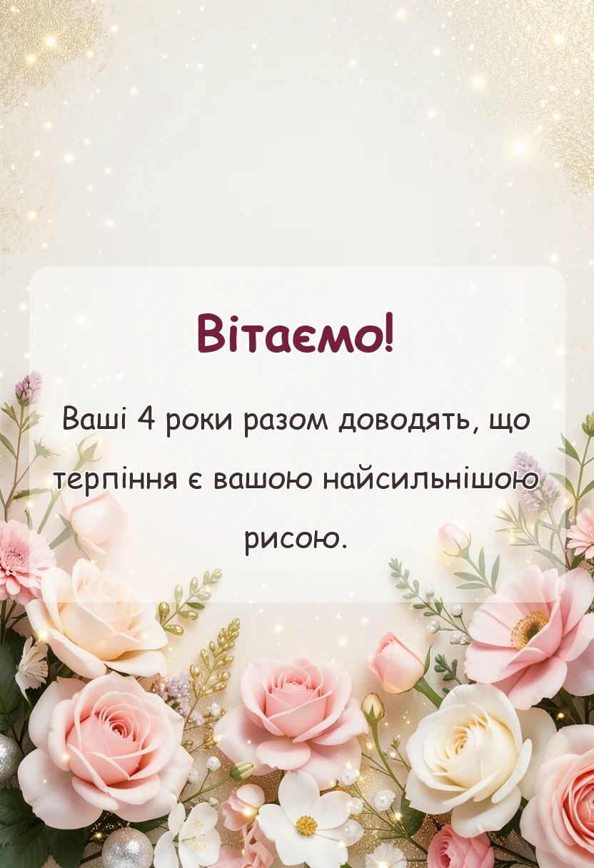 вітальна листівка - привітання з роком весілля від батьків