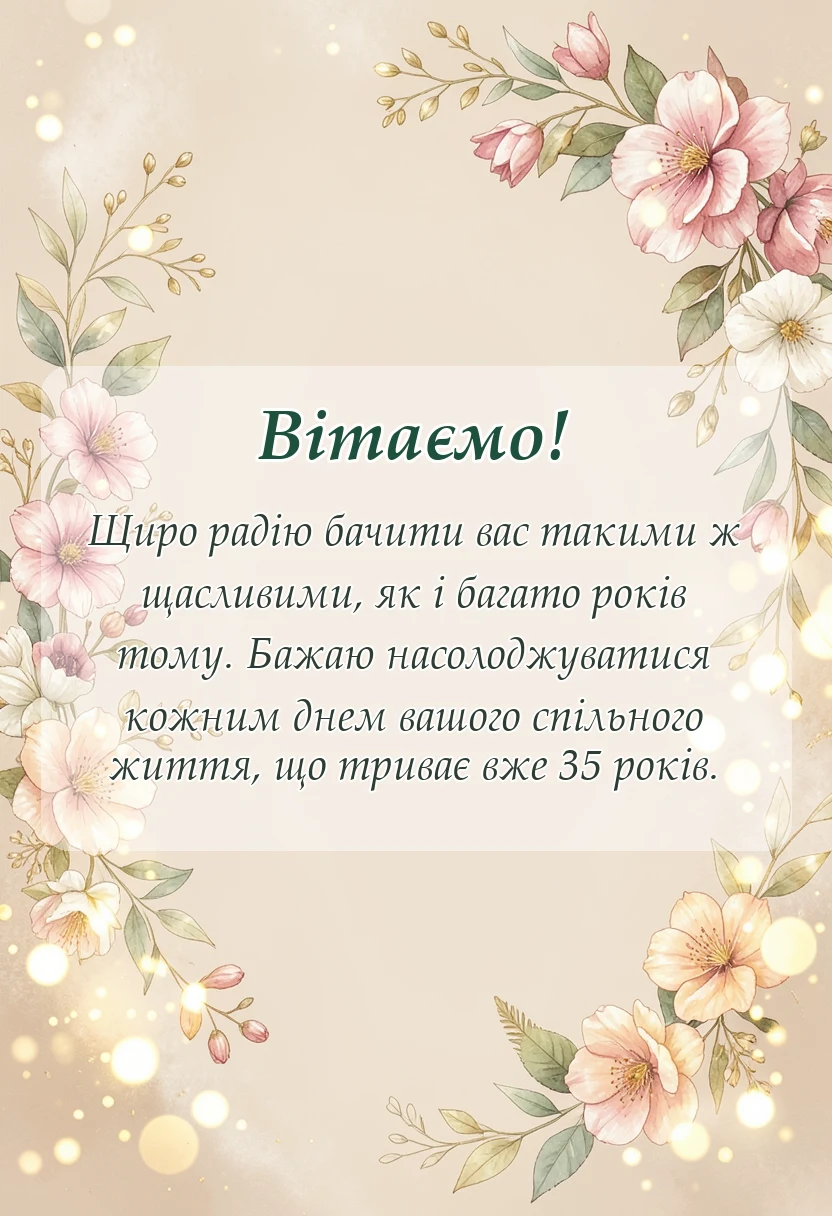 унікальна листівка - привітання з кораловим весіллям своїми словами
