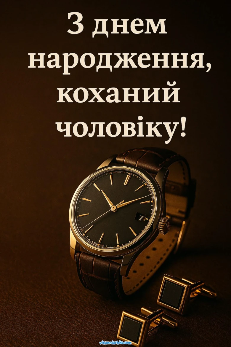 Чоловіча годинник та манжети з привітанням на день народження
