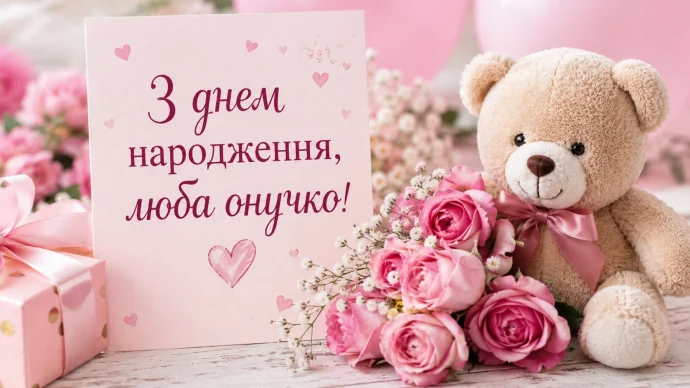 Картка з привітанням на день народження онучки