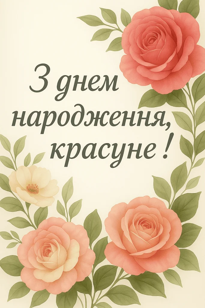 Квіти та привітання з днем народження дочці українською мовою.