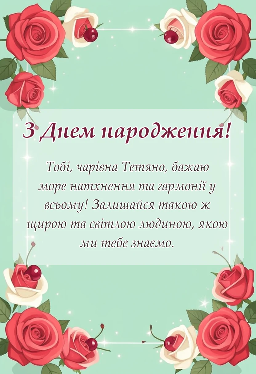 красива листівка: з днем народження тетяна картинки