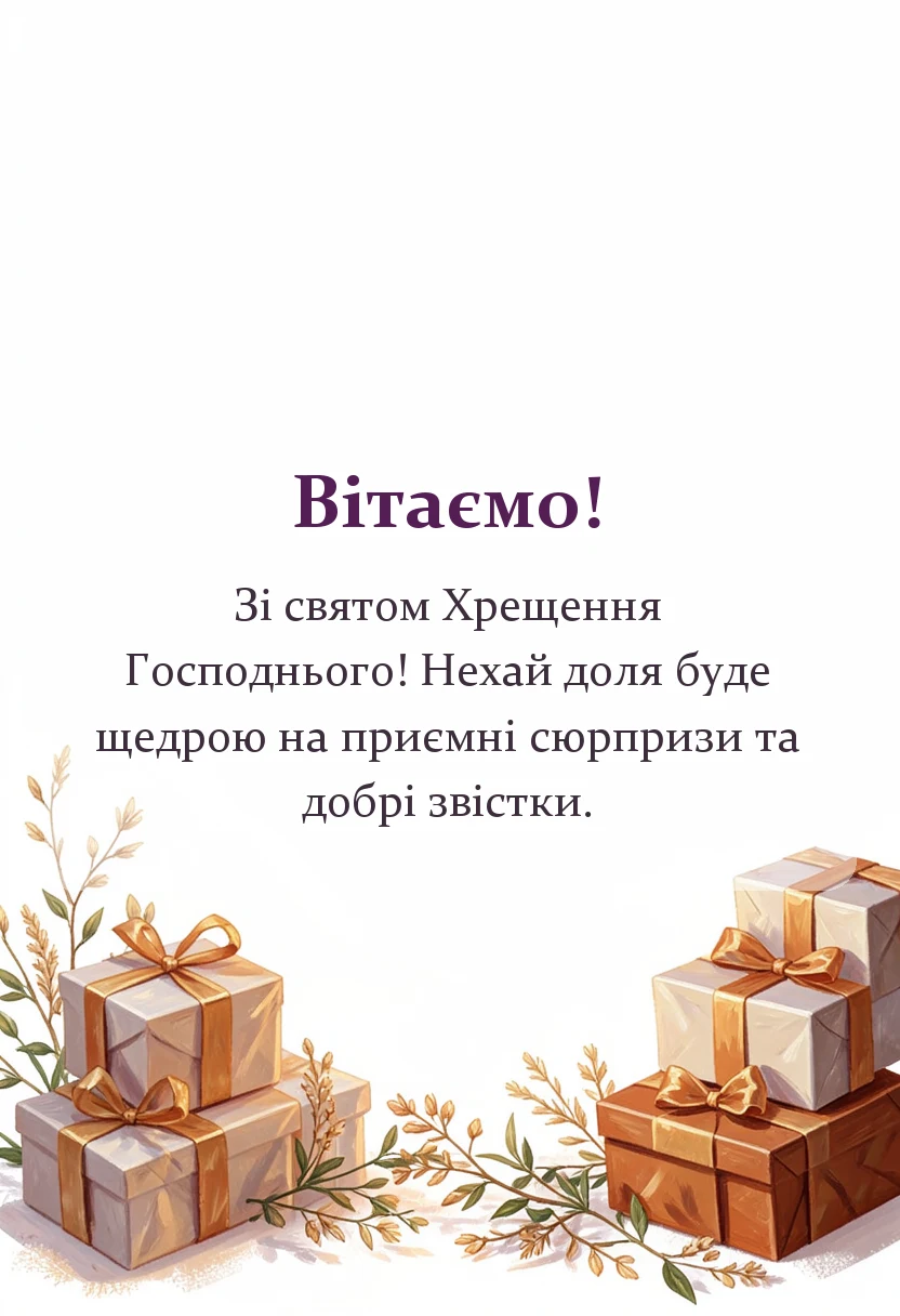 листівка з побажанням - картинки з водохрещем українською