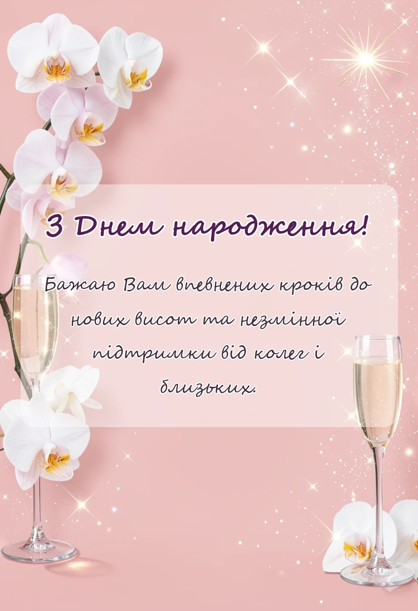 святкова картинка: короткі привітання з днем народження начальника