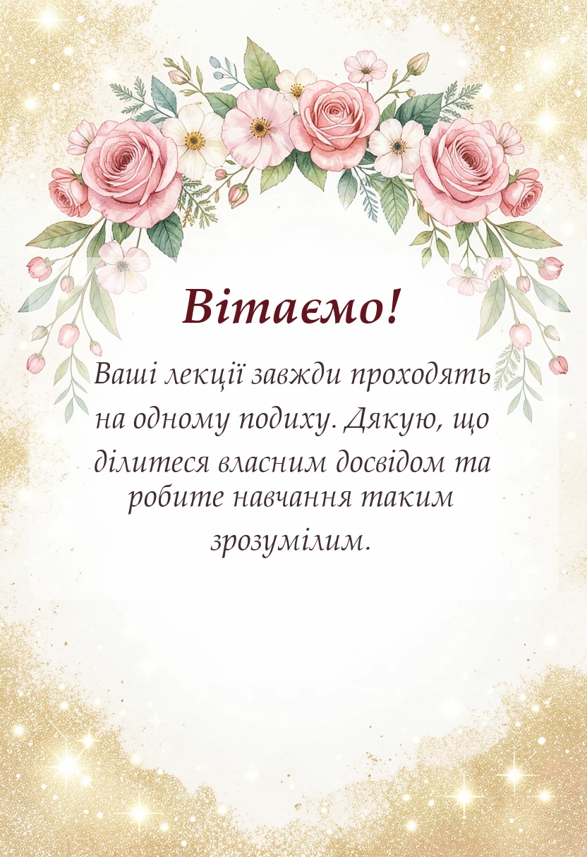 красива листівка: подяка викладачу своїми словами у прозі