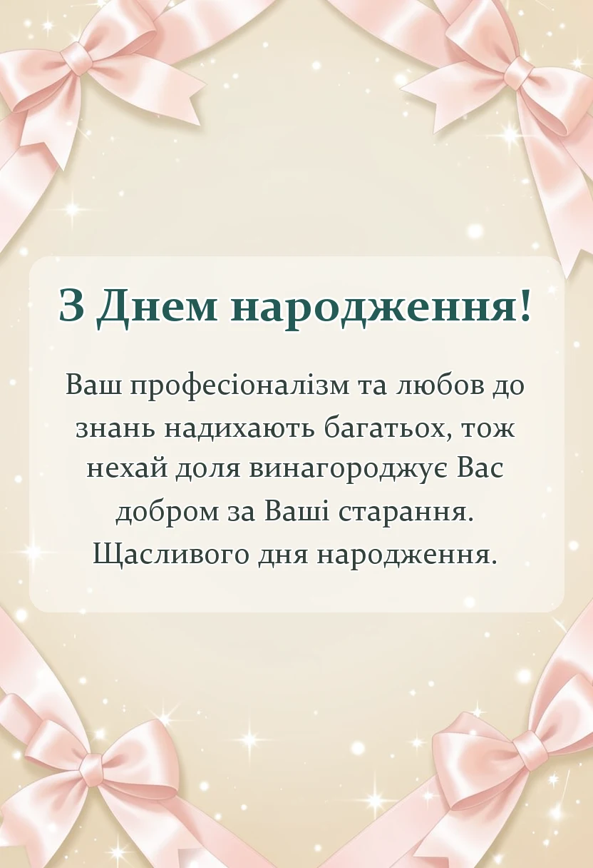 красива листівка: привітання вчителя з днем народження